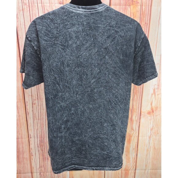 Nirvana Washed Black T-Shirt Large Yellow Smiley Logo Graphic Design - Picture 2 of 7